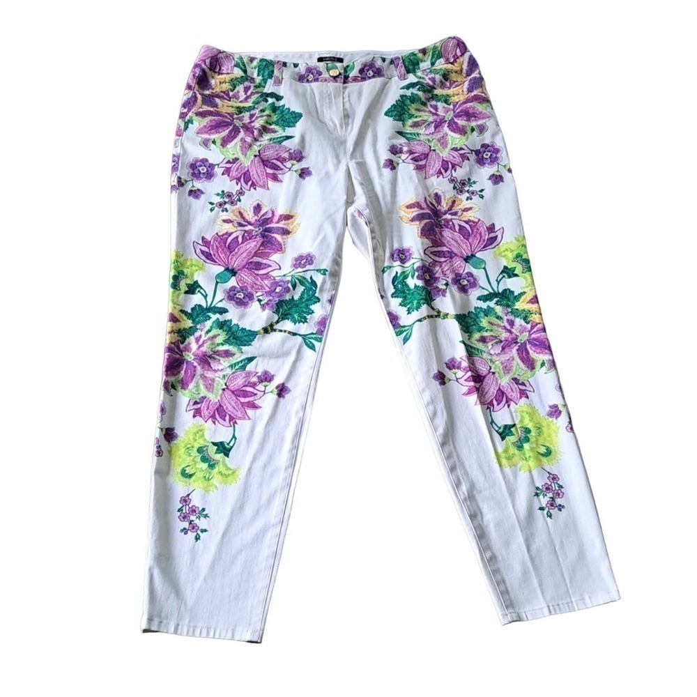 Carlisle white and purple floral pants Plus 16